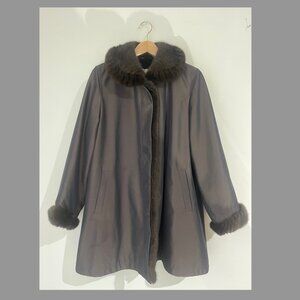 SIERLI Vintage Brown Fur Lined Waterproof Coat